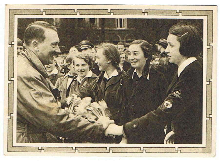 Postcard Hitler with BDM girls Special edition Nürnberg birthday of the Führer 20 april 1939