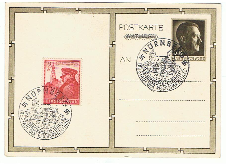 Postcard Hitler with BDM girls Special edition Nürnberg birthday of the Führer 20 april 1939 - Image 2