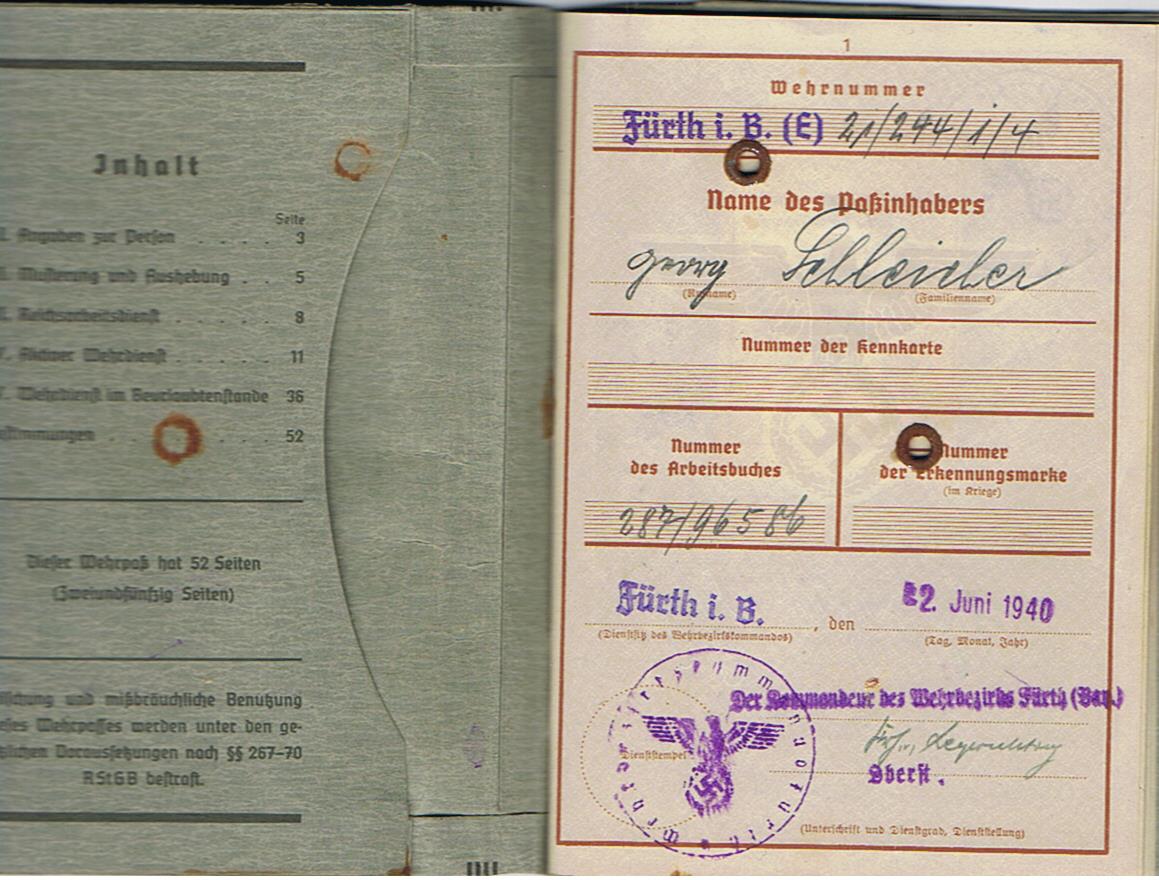 Wehrpass Oberschütze Infanterie-Regiment 485 263.Infanterie-Division KIA 1941 Russia - Image 2