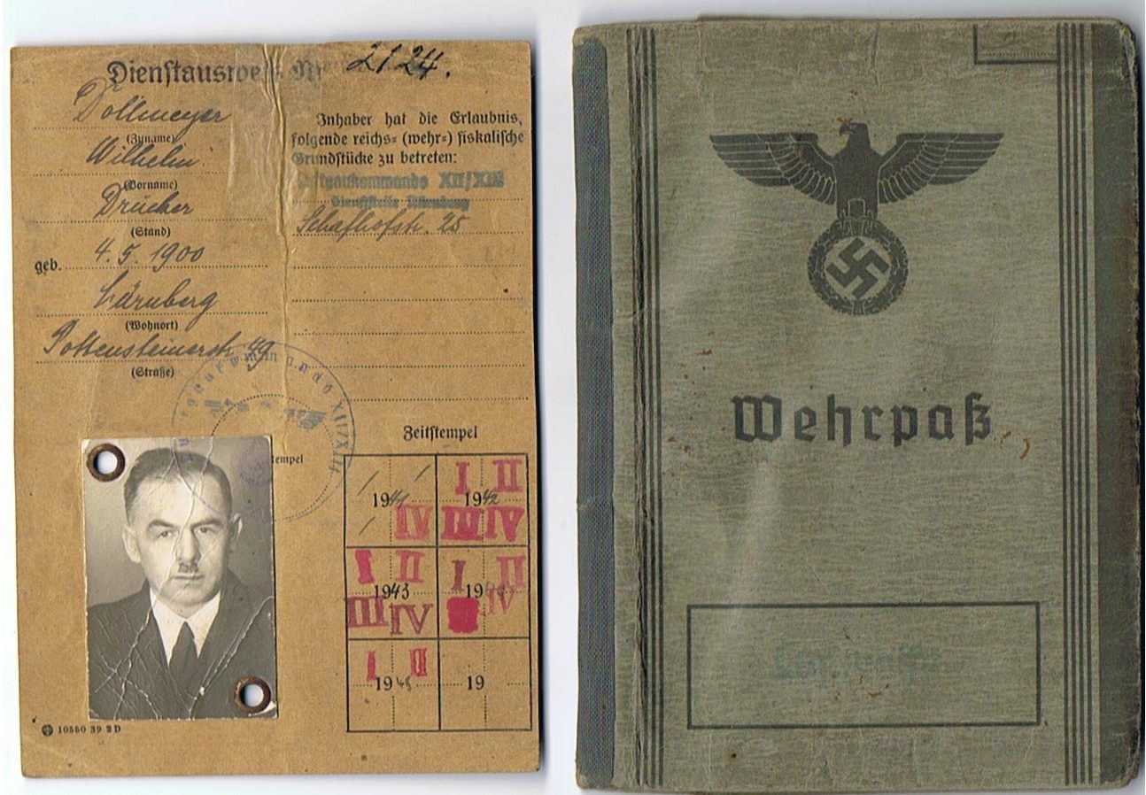 Wehrpass and service ID Lithographic printer Luftwaffe Nürnberg and Wiesbaden 1941-1945