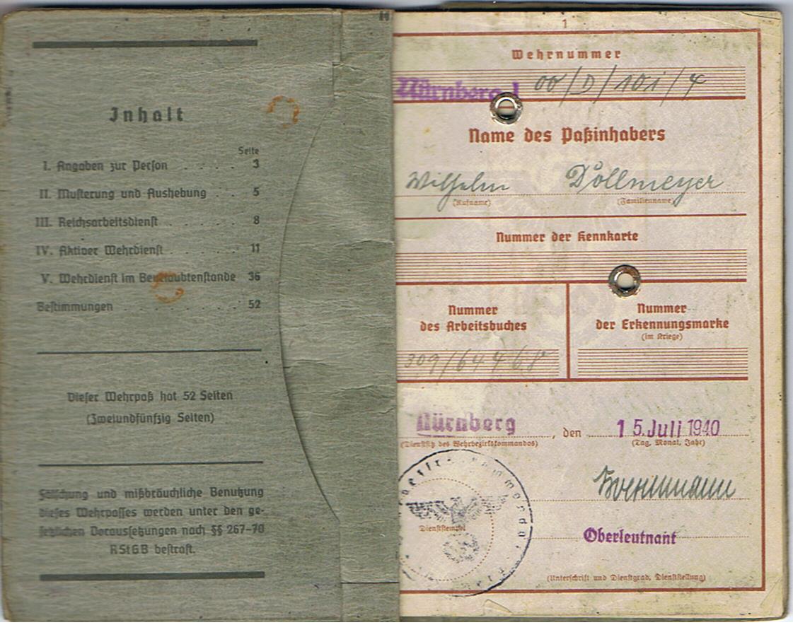 Wehrpass and service ID Lithographic printer Luftwaffe Nürnberg and Wiesbaden 1941-1945 - Image 3