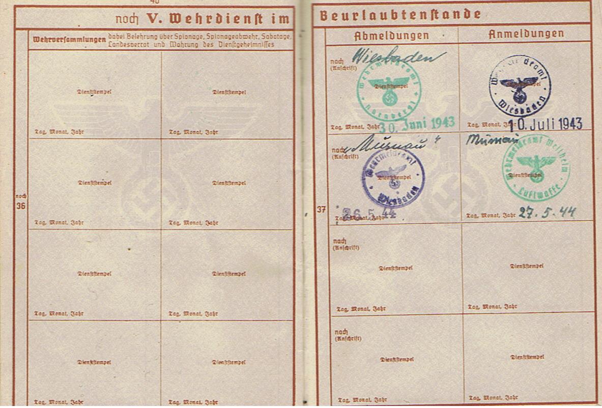 Wehrpass and service ID Lithographic printer Luftwaffe Nürnberg and Wiesbaden 1941-1945 - Image 6