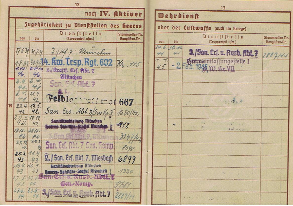 Wehrpass Obergefreiter Africa Corps field hospital Feldlazarett mot 667 Italy Napels - Image 14