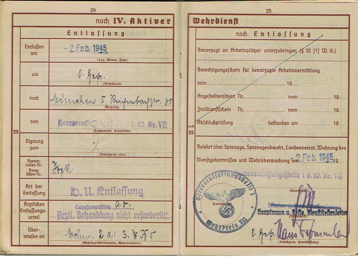 Wehrpass Obergefreiter Africa Corps field hospital Feldlazarett mot 667 Italy Napels - Image 17