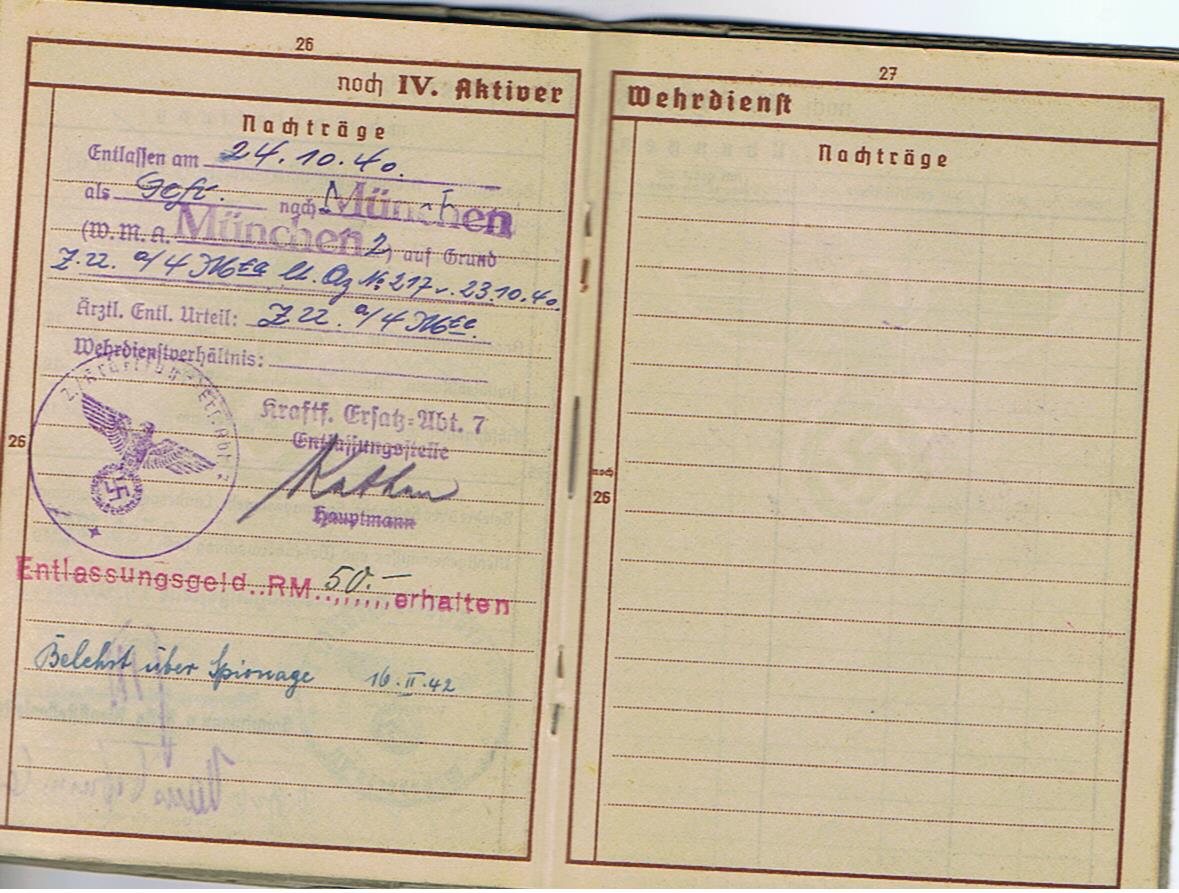 Wehrpass Obergefreiter Africa Corps field hospital Feldlazarett mot 667 Italy Napels - Image 18