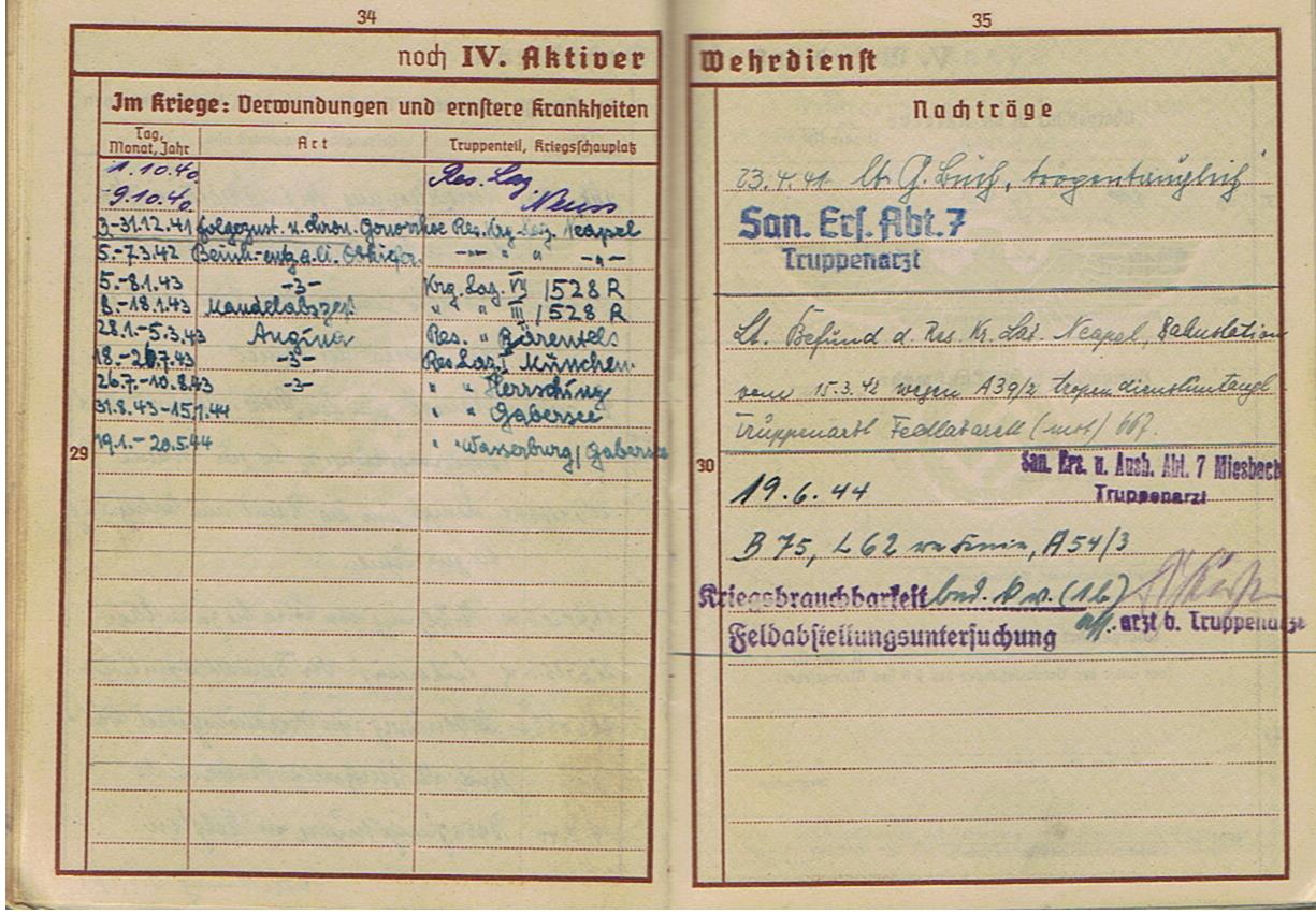 Wehrpass Obergefreiter Africa Corps field hospital Feldlazarett mot 667 Italy Napels - Image 20