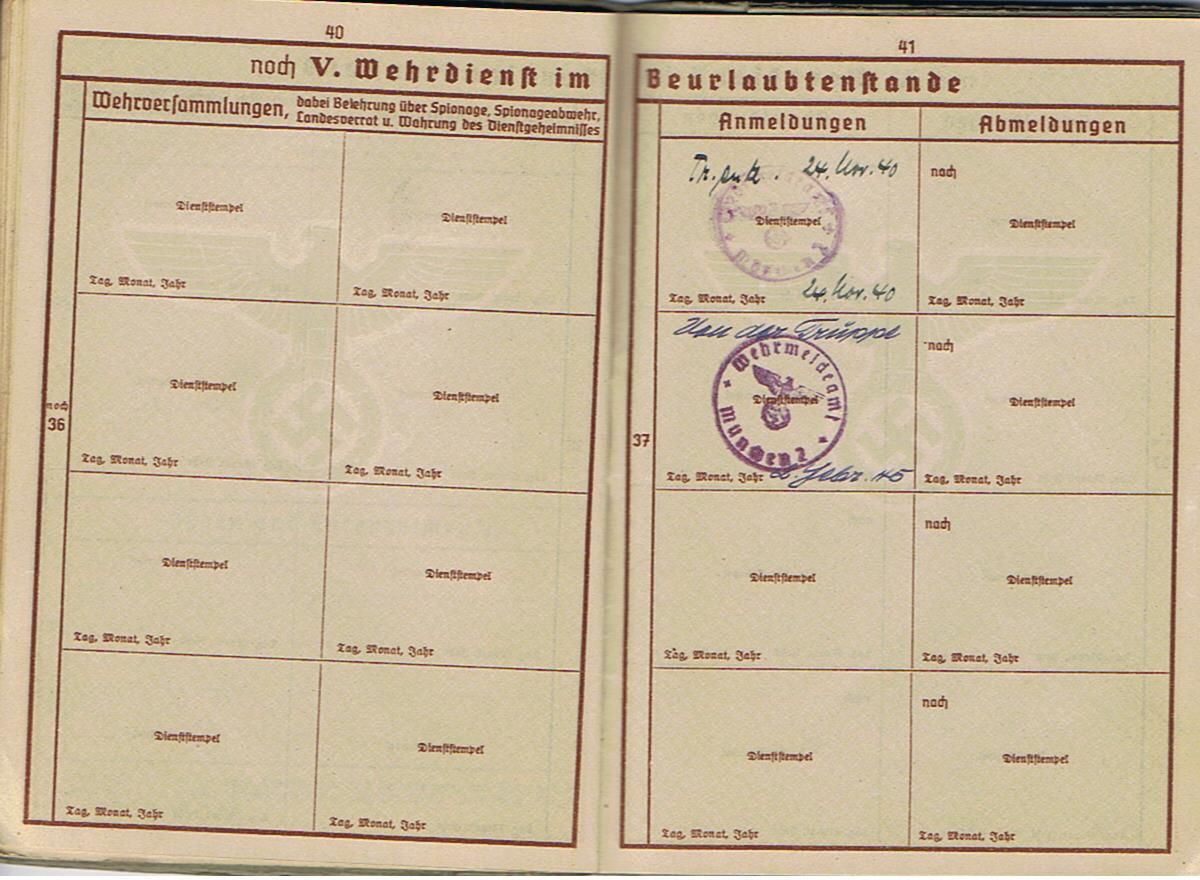 Wehrpass Obergefreiter Africa Corps field hospital Feldlazarett mot 667 Italy Napels - Image 22