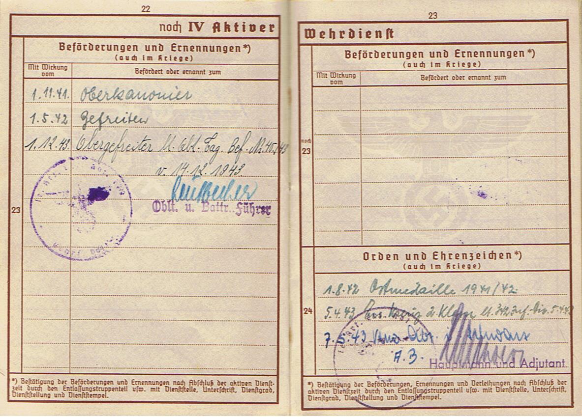 Wehrpass Obergefreiter Artillerie-Regiment 342.Infanterie-Division Russia KIA 1944 Poland - Image 12