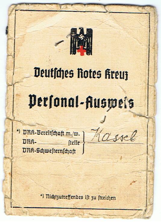 Red cross ID DRK-Helferin Kassel 1943