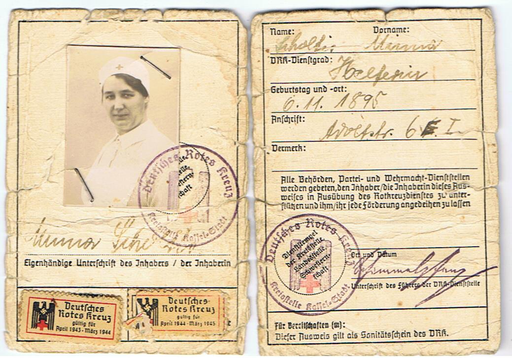 Red cross ID DRK-Helferin Kassel 1943 - Image 2